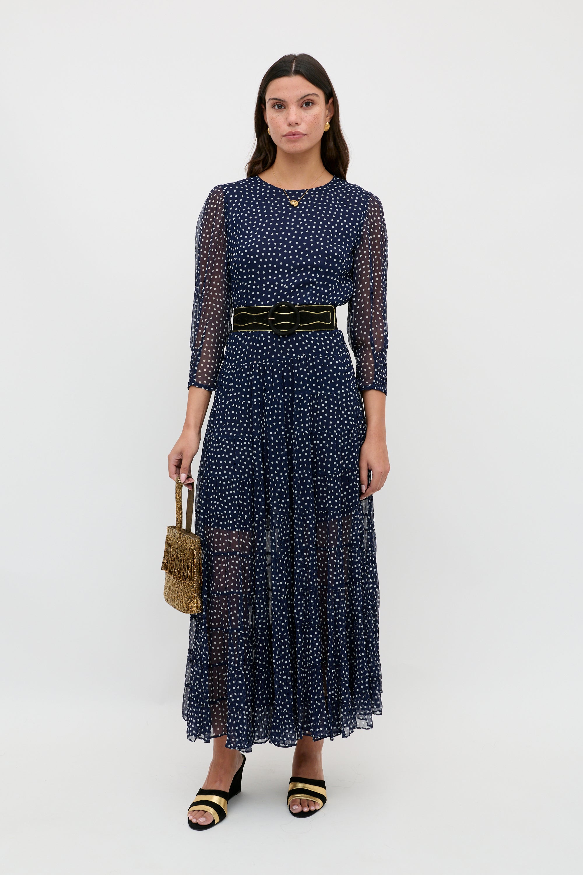 Kristen - Navy Polka Dot