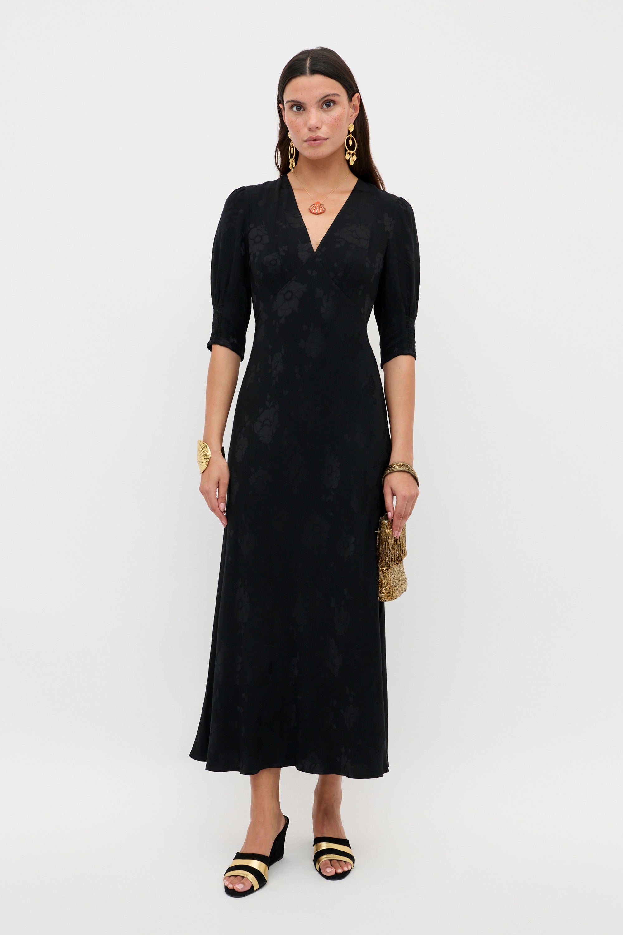 Zadie - Black Poppy Jacquard