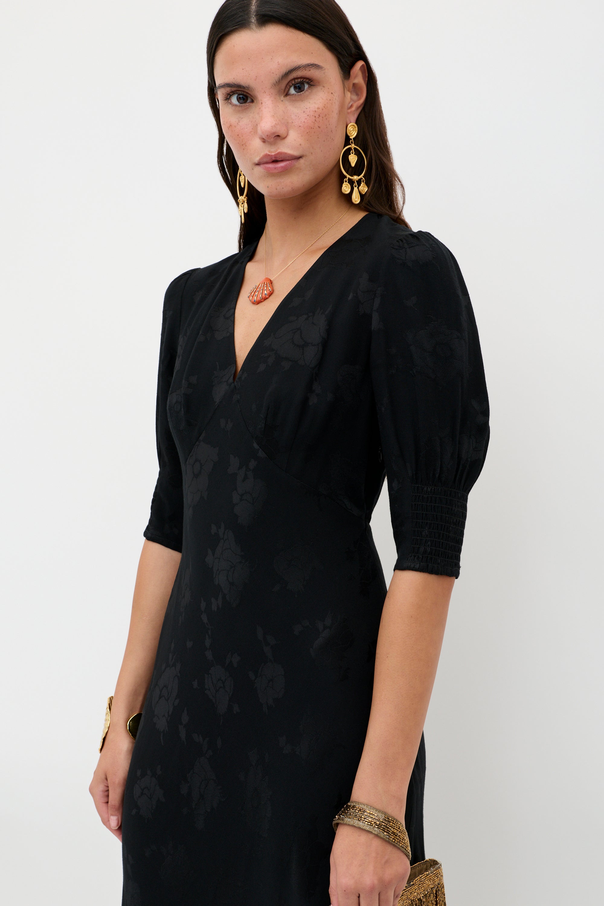 Zadie - Black Poppy Jacquard