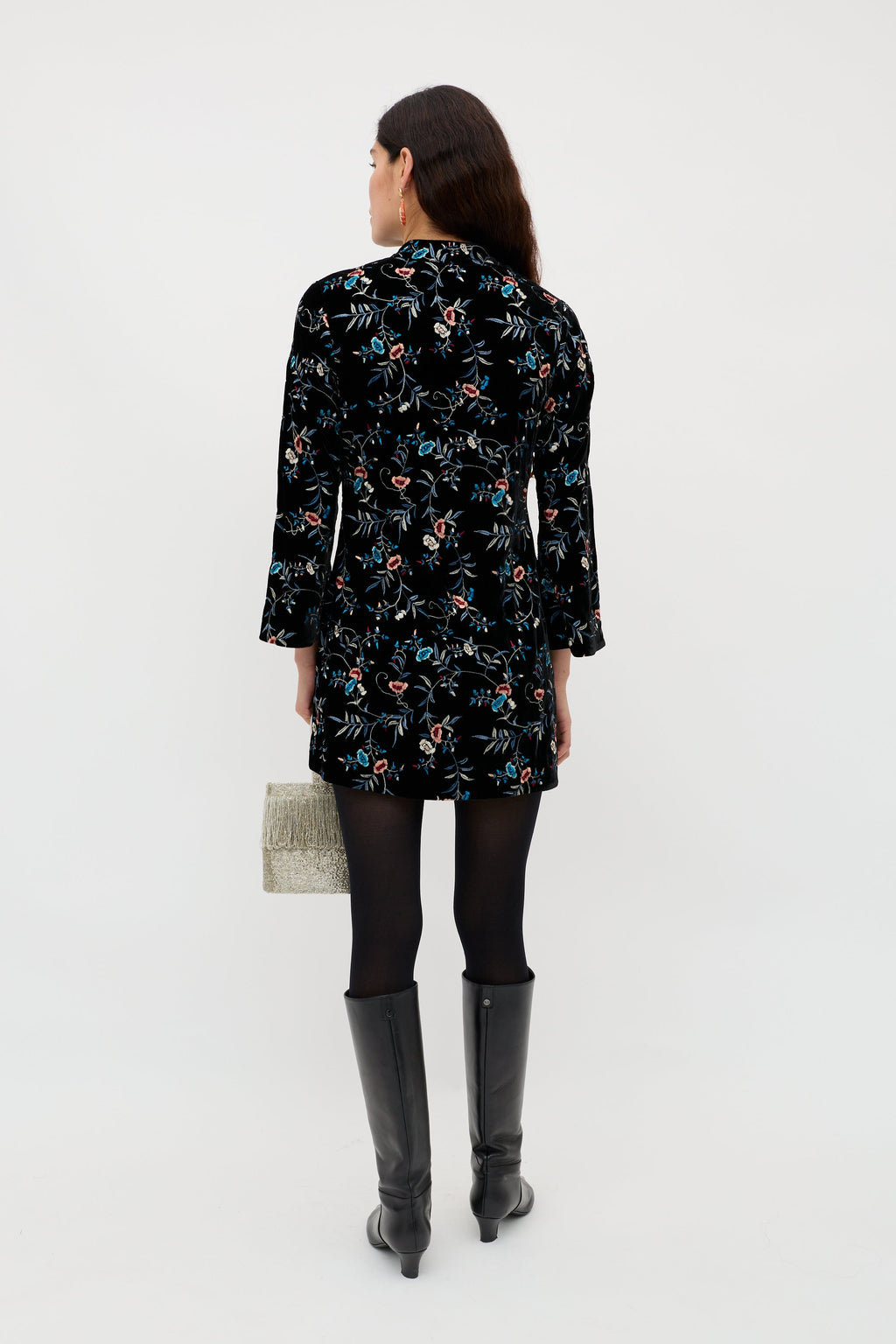 Delphina - Botanical Embroidery Black