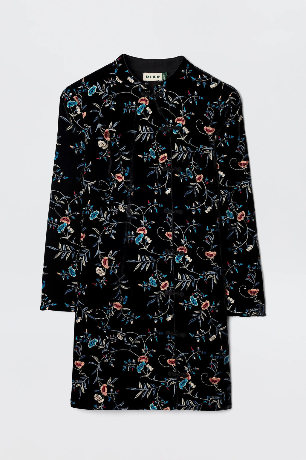 Delphina - Botanical Embroidery Black