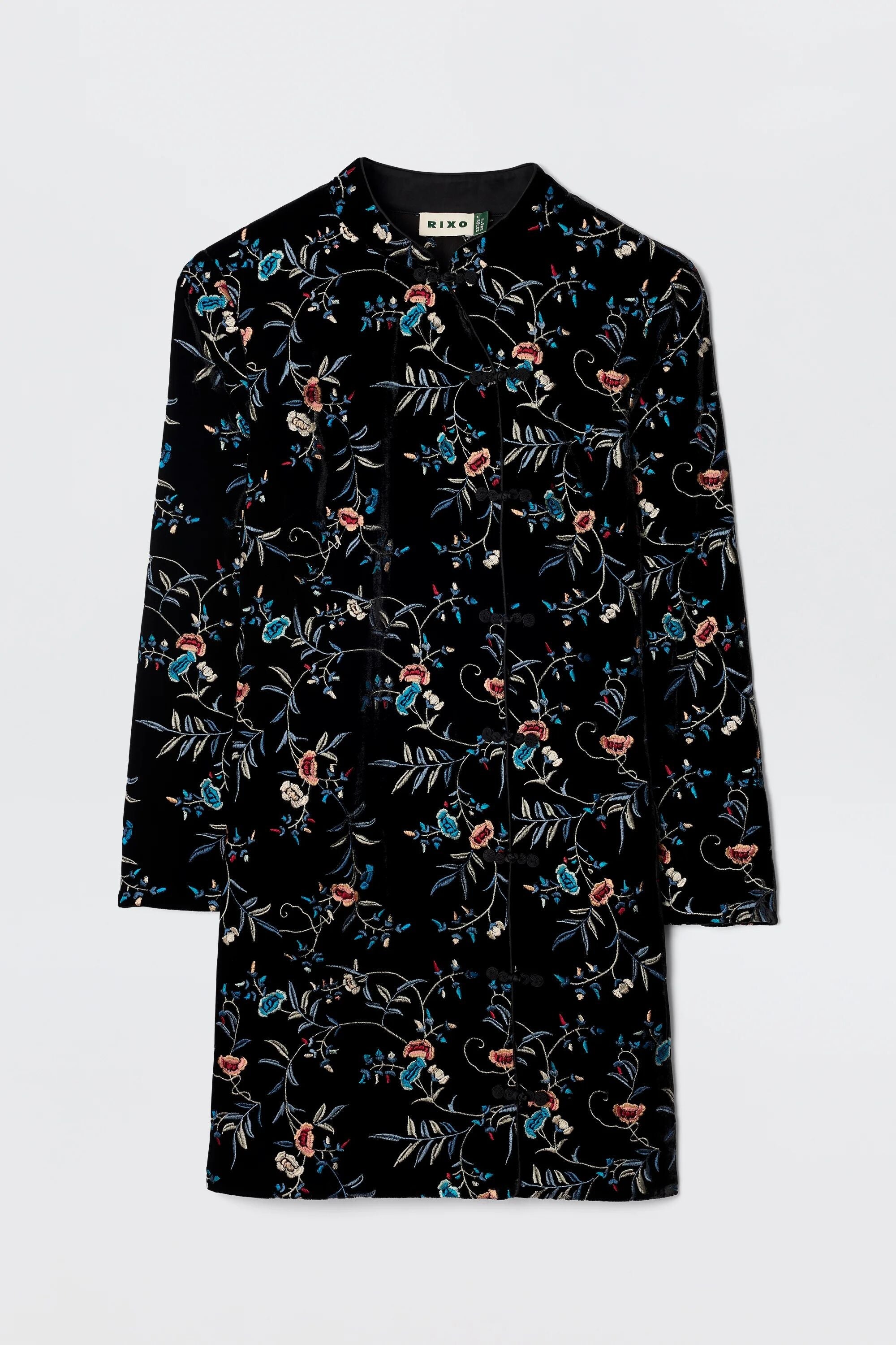 Delphina - Botanical Embroidery Black