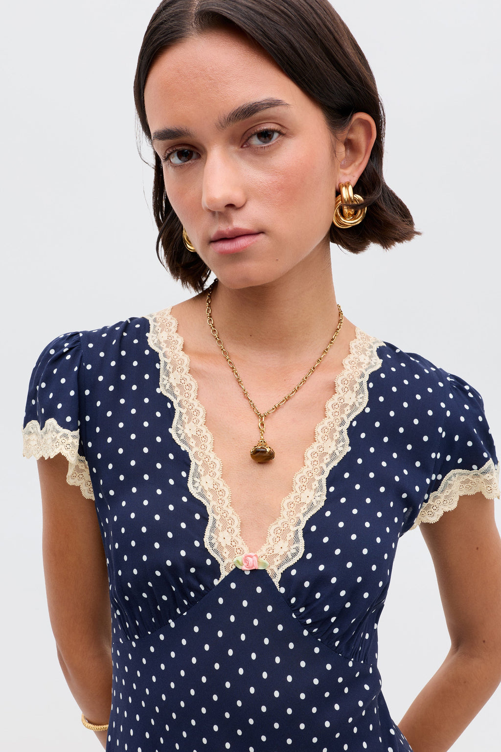 Clarice - Navy Polka Dot