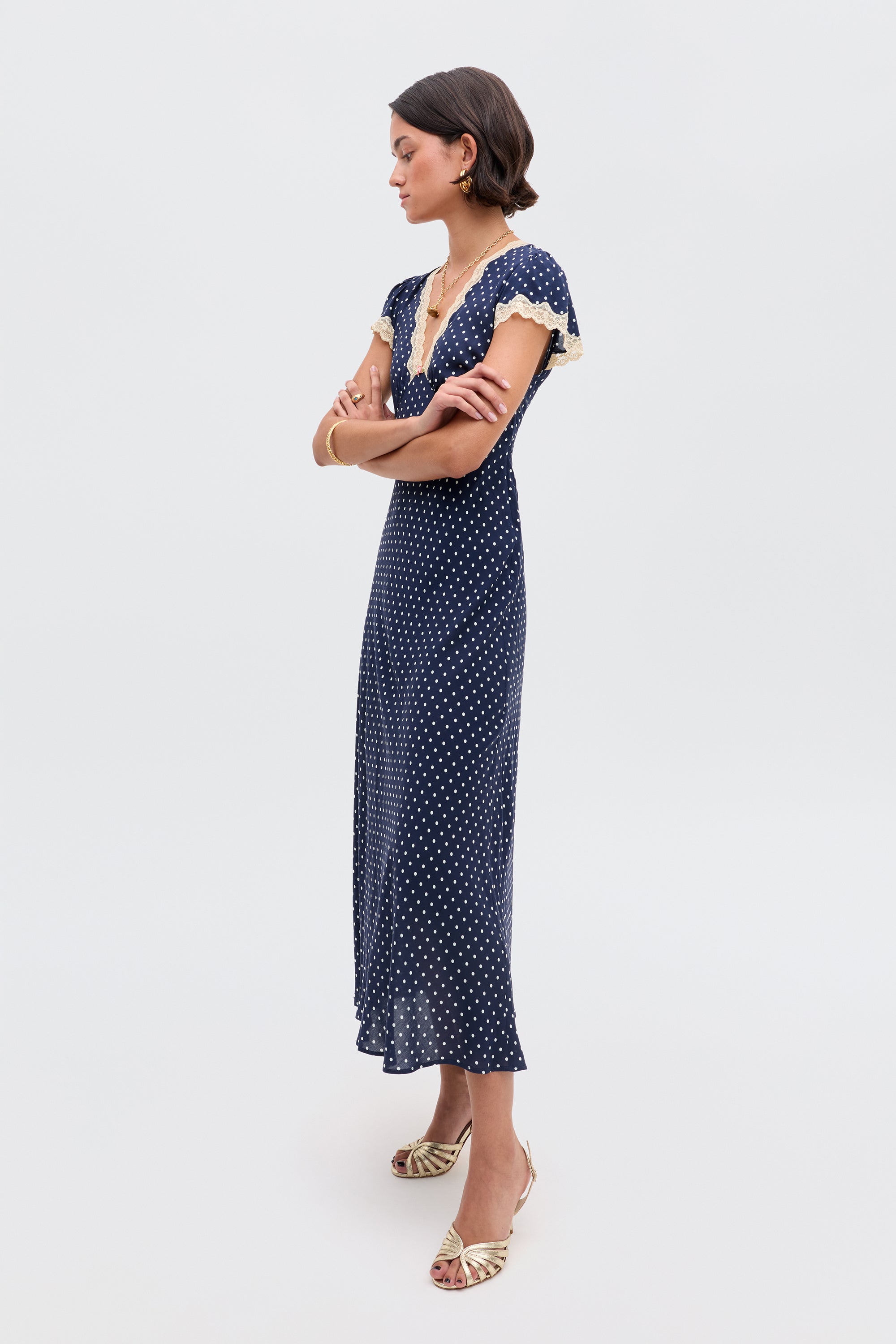 Clarice - Navy Polka Dot