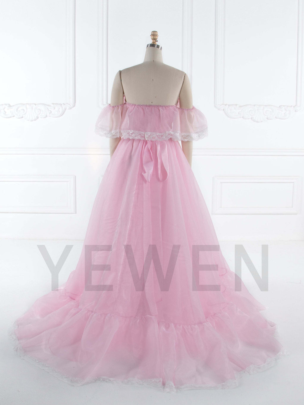 Pink Prom Party Organza Dress with Lace Details Elegant Wedding Guest Dresses YW243165