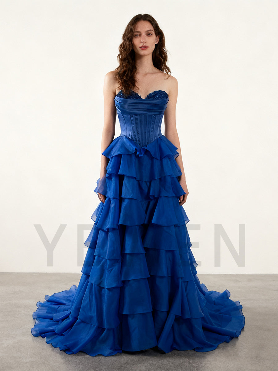 Gorgeous A Line Off The Shoulder Long Prom Dress With Ruffles YW240048