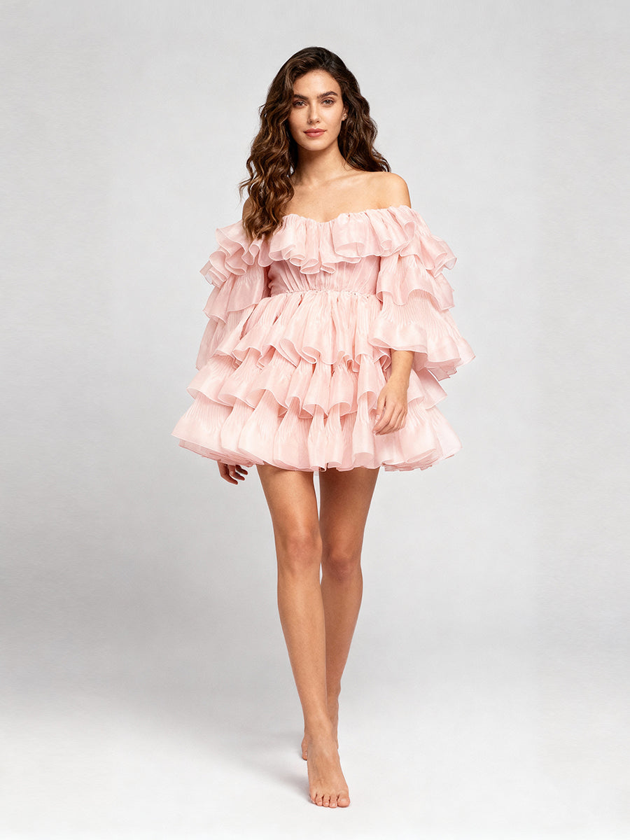 Princess Party Dress Mini Dress Layer Ruffles Prom Dress