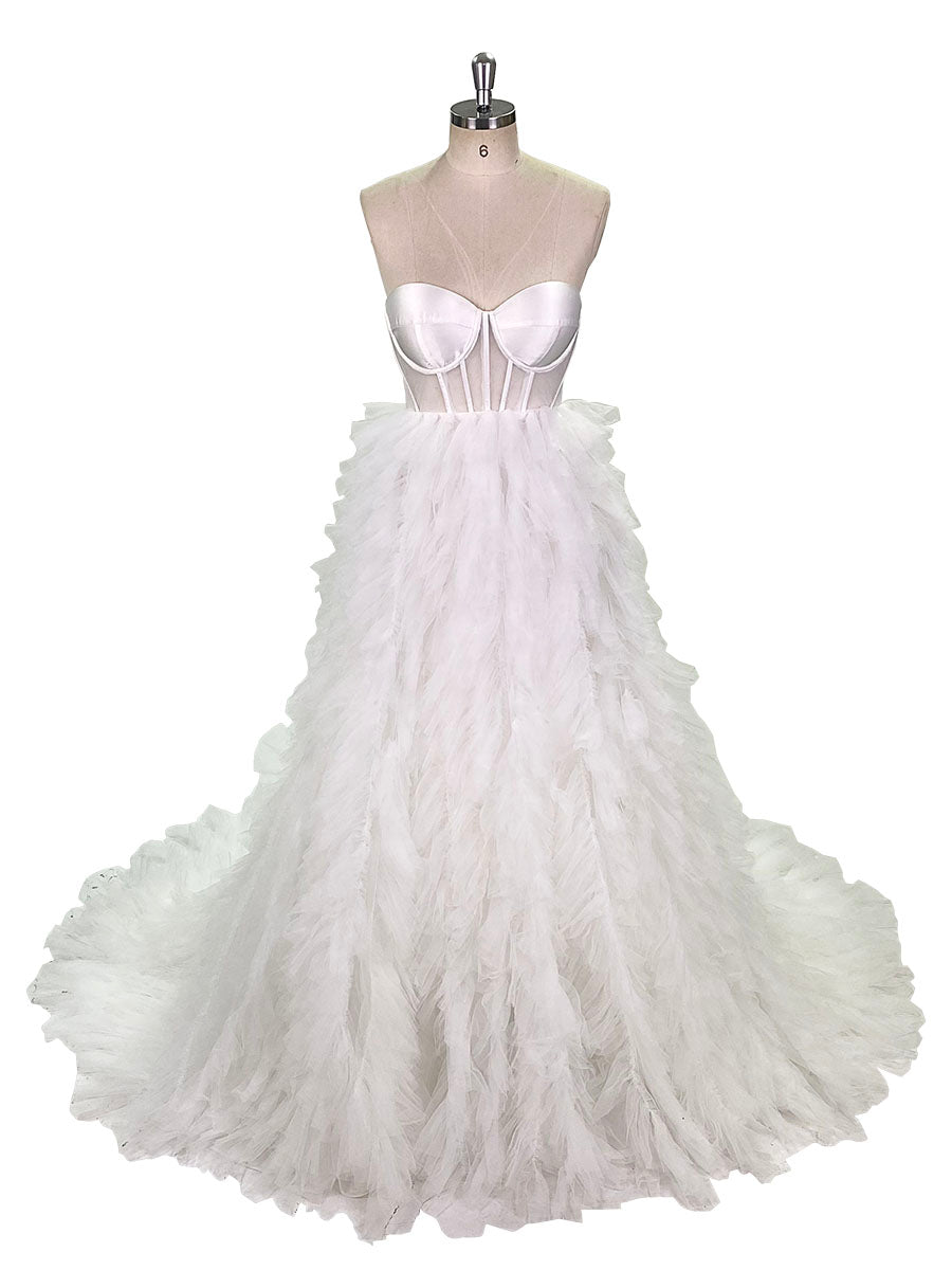 Elegant Blush Ruffles Tulle Colored Wedding Dress Photography Gown Photo Shoot Dress YEWEN YW220924