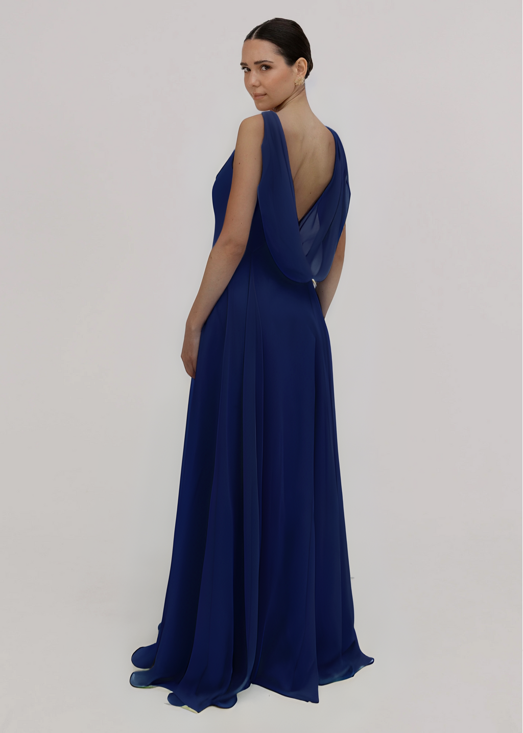 Athena Bridesmaid Dress In Navy Chiffon