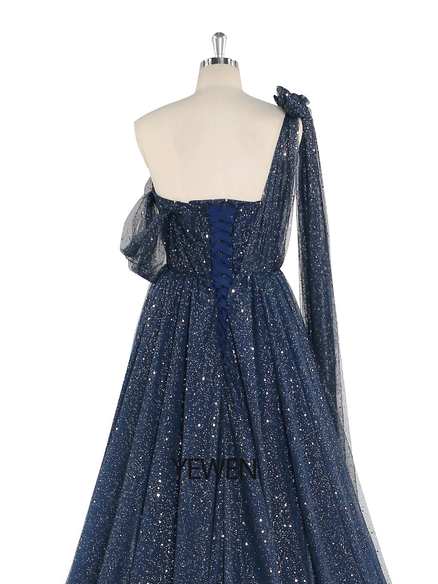 Sparkle Tulle Dress Starry Photography Gown Fashion Glitter Mesh Designer Prom Dress Long YEWEN YW010