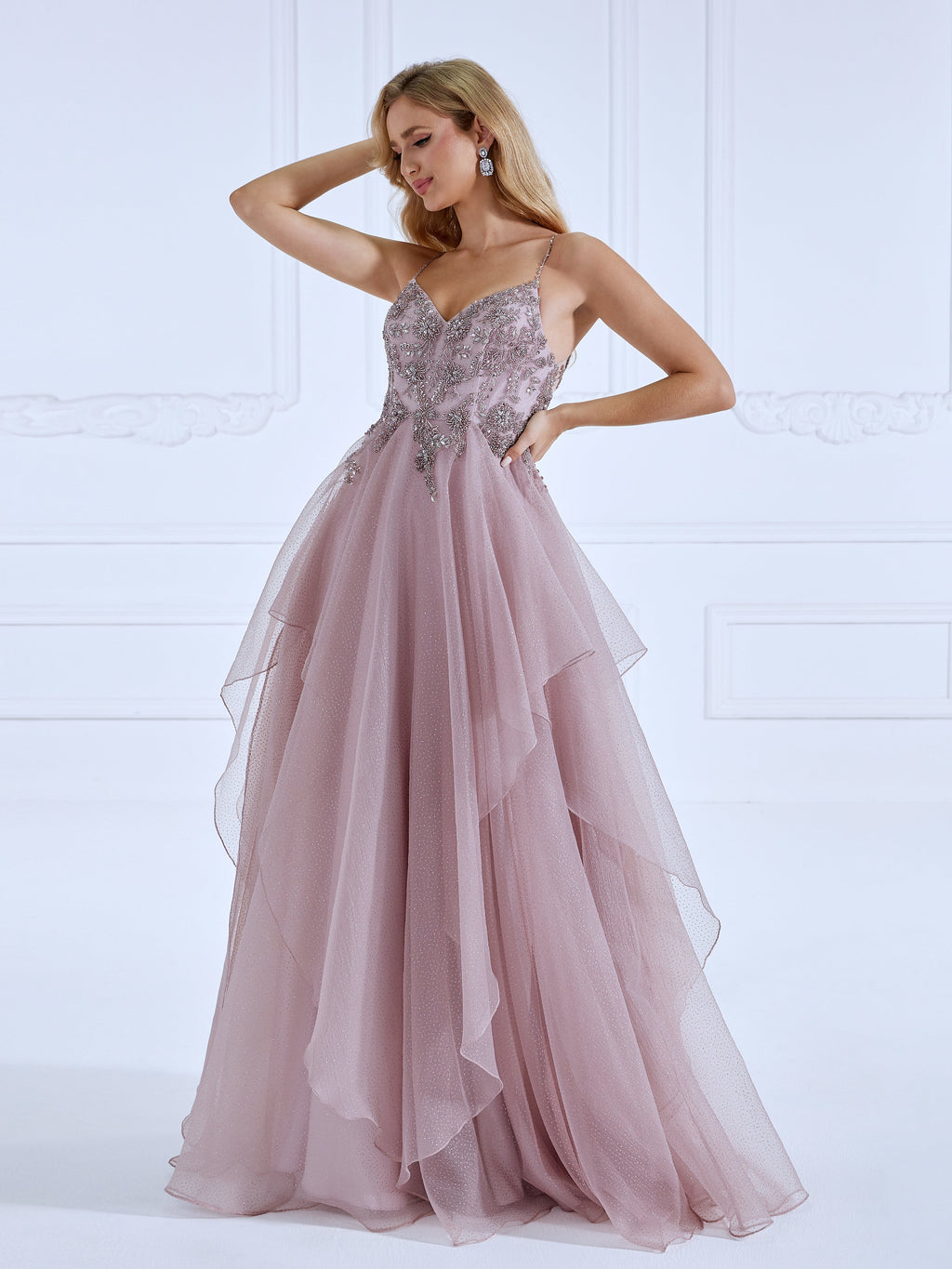 A-Line Handmade beads Prom Dress Floor-Length Photo Shoot Dress #260154