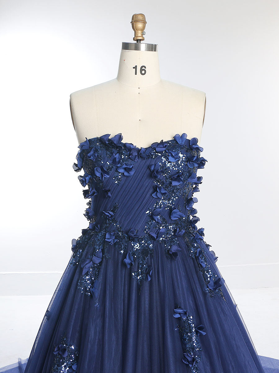 Strapless Backless Flower Sequins Elegant Evening Dress Photo Shoot Dresses YW230528