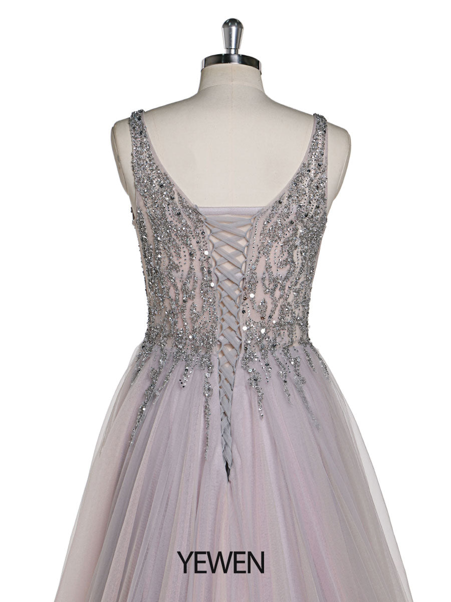 V-Neck Beaded Elegant Sleeveless Maxi Dress Photo Shoot Dress