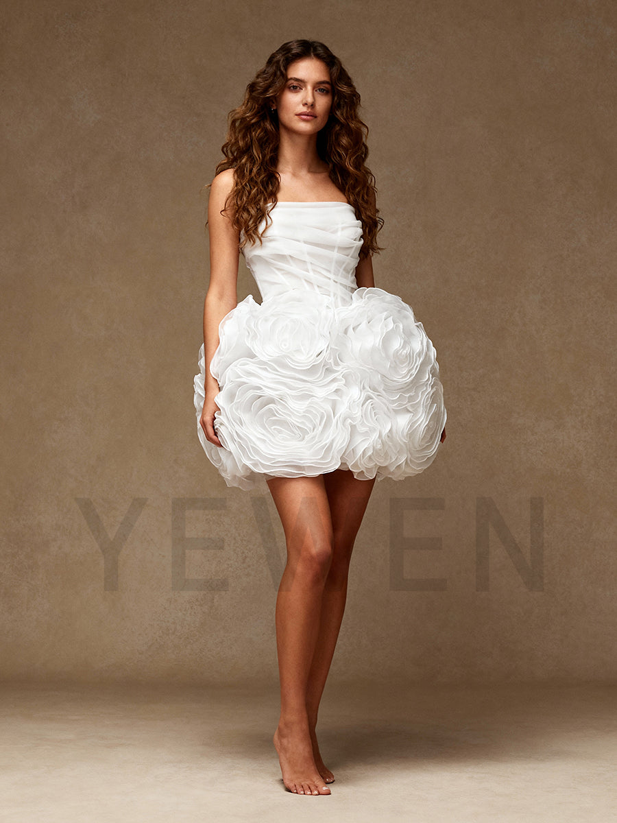 Handmade Mini Strapless Corset Purple Prom Dress Birthday Dress