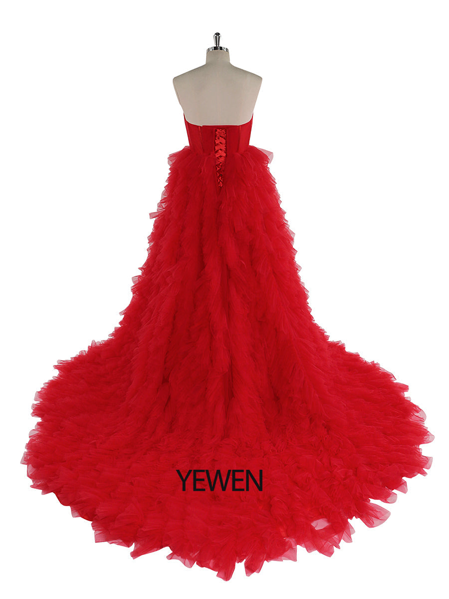 Elegant Blush Ruffles Tulle Colored Wedding Dress Photography Gown Photo Shoot Dress YEWEN YW220924