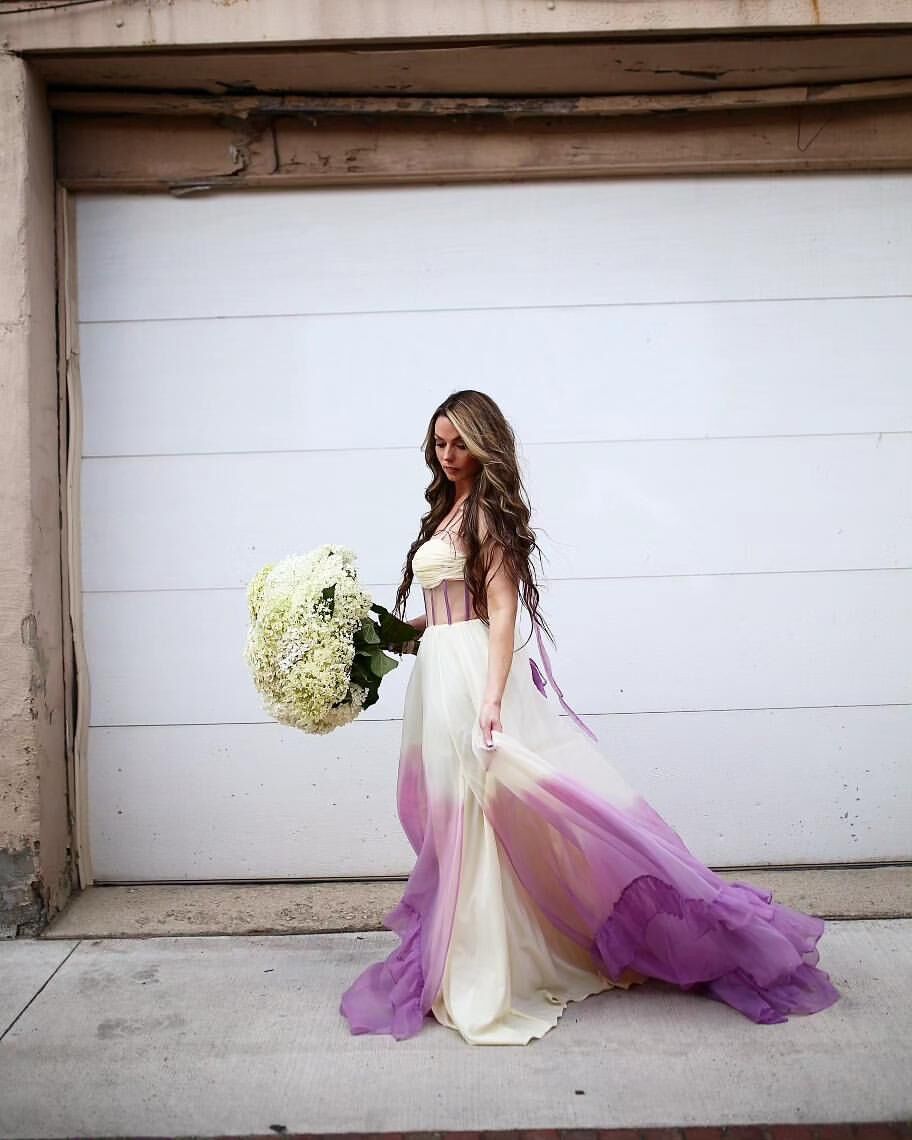 Fashion Spaghetti Strap Contrast Color Prom Dress Floor Length Photoshoot Dress YW231047