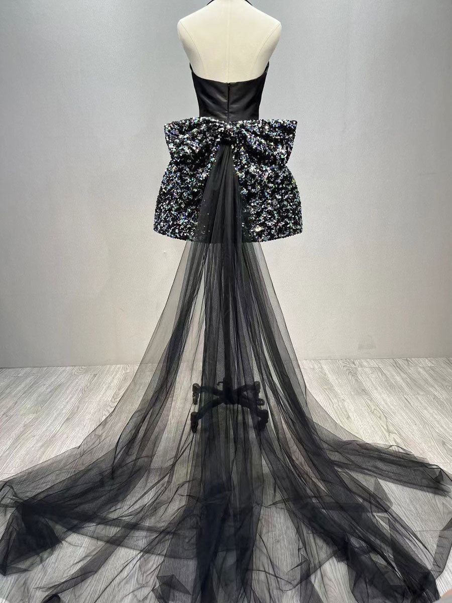 Gorgeous V Neck Short Black Prom Dress Girls Party Dresses YE3027