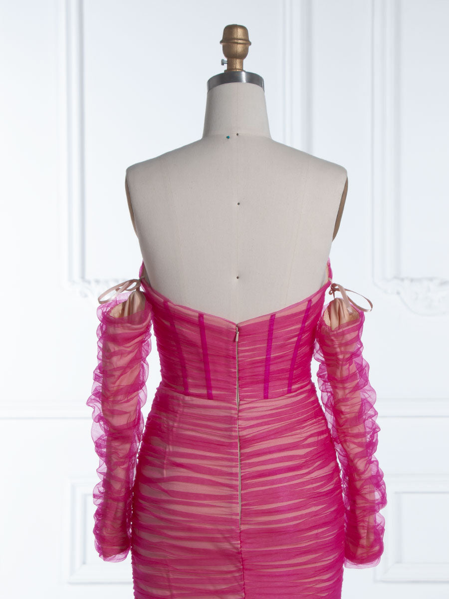 Mermaid Off The Shoulder Floor-Length Tulle Prom Dresses YE3017