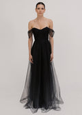 Bardot Bridesmaid Dress in Black Tulle