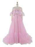 Pink Prom Party Organza Dress with Lace Details Elegant Wedding Guest Dresses YW243165