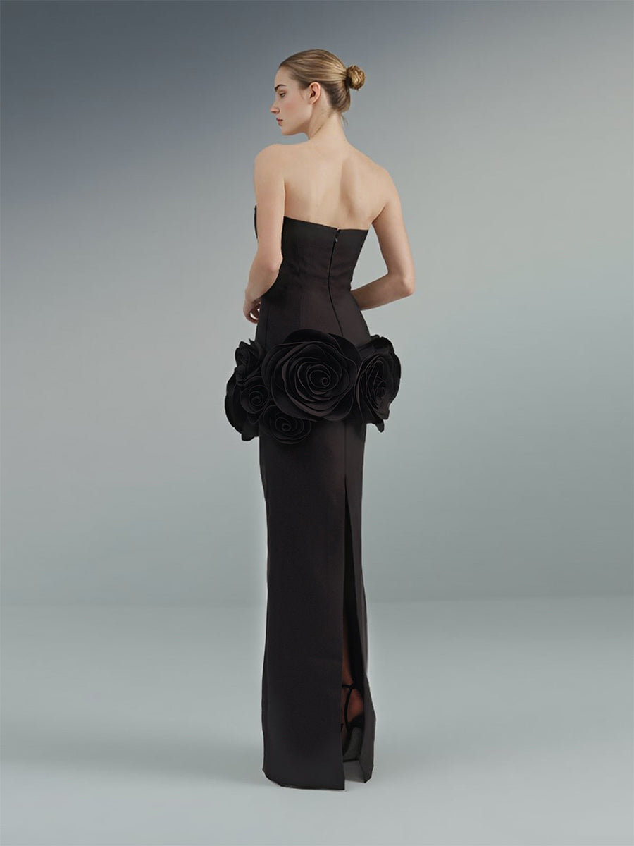 Custom Formal Dress with 3D Flower Waist and Cuff Handmade Design Elegant Mermaid Evening Gown for Wedding Party YEWEN