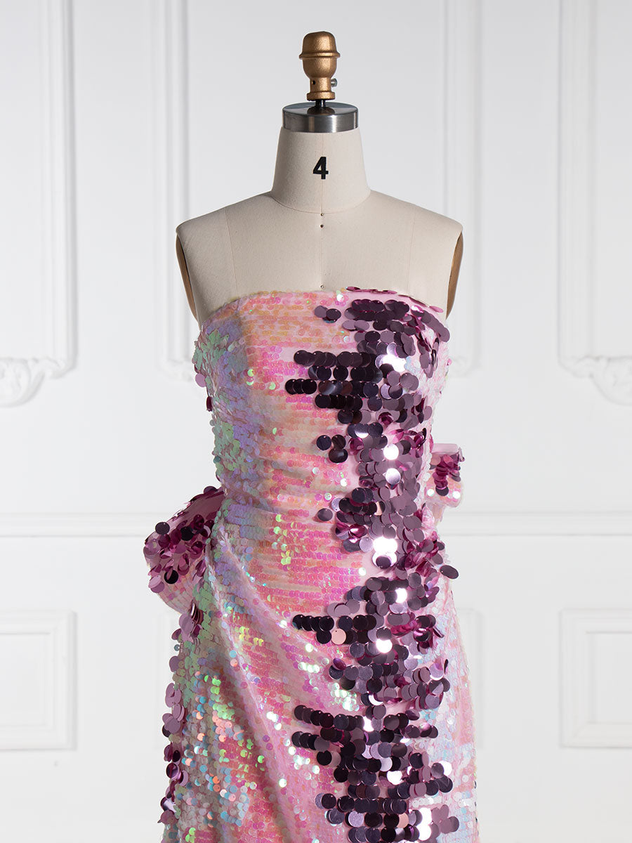 Mermaid Strapless Floor-Length Sequin Prom Dresses With Sequins YE3010