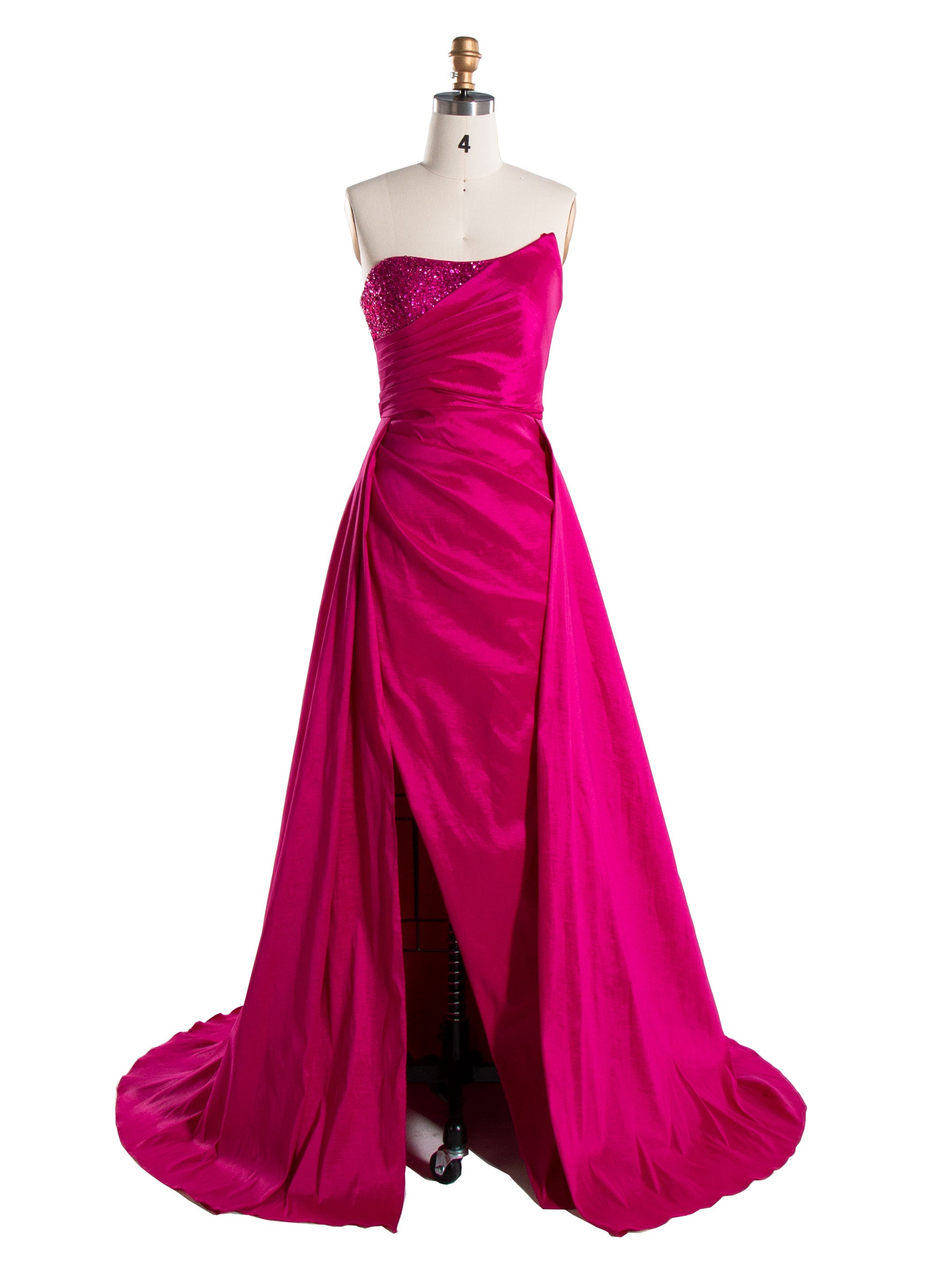 Rose Pink Mermaid Strapless Sweep Train Satin Prom Dresses YE3006