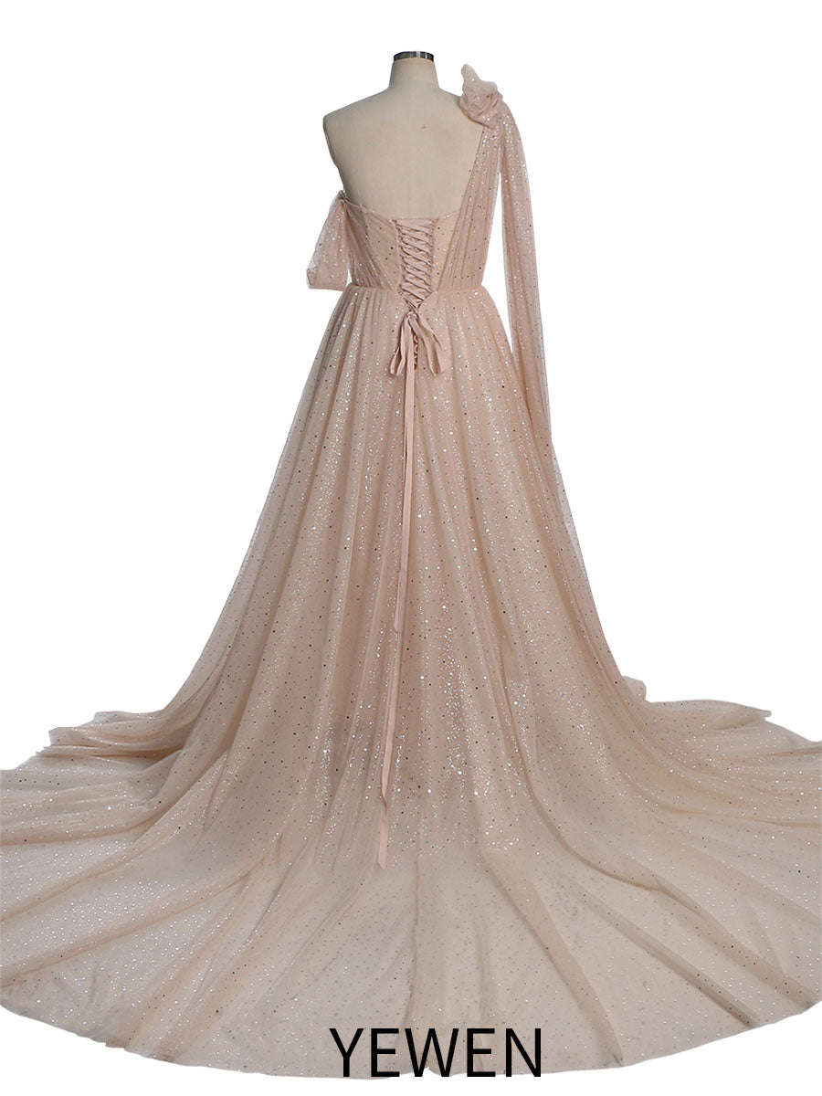 Sparkle Tulle Dress Starry Photography Gown Fashion Glitter Mesh Designer Prom Dress Long YEWEN YW010