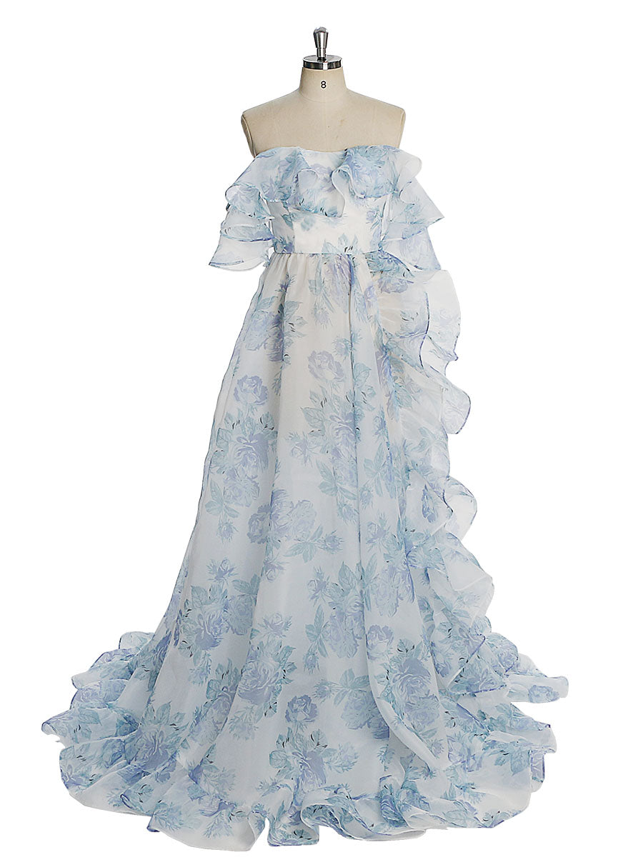 High Side Leg Split Ruffles Formal Gown Woman Party Dress Photography Photo Shoot Dress Props Lace up Back YW231044