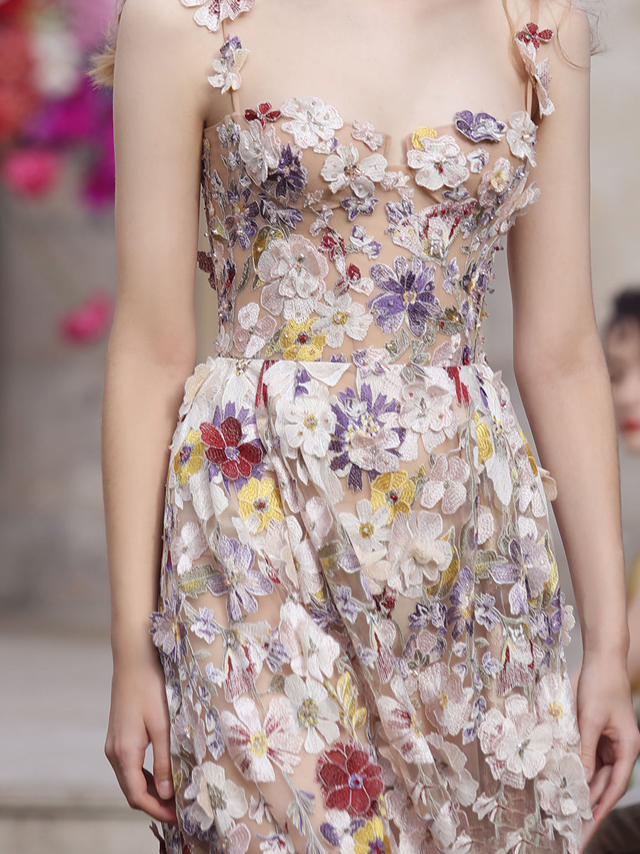 A Line Women Luxury Embroidered Lace Long Maxi Prom Dress Elegant Sleeveless Evening Party Dress Vestidos