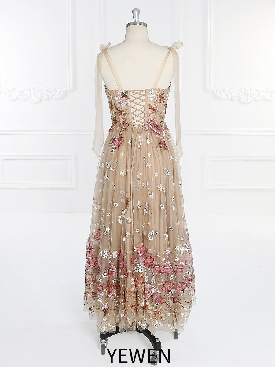 Embroidery Tulle Tea Party Dresses for Woman Short Prom Dress YW231062