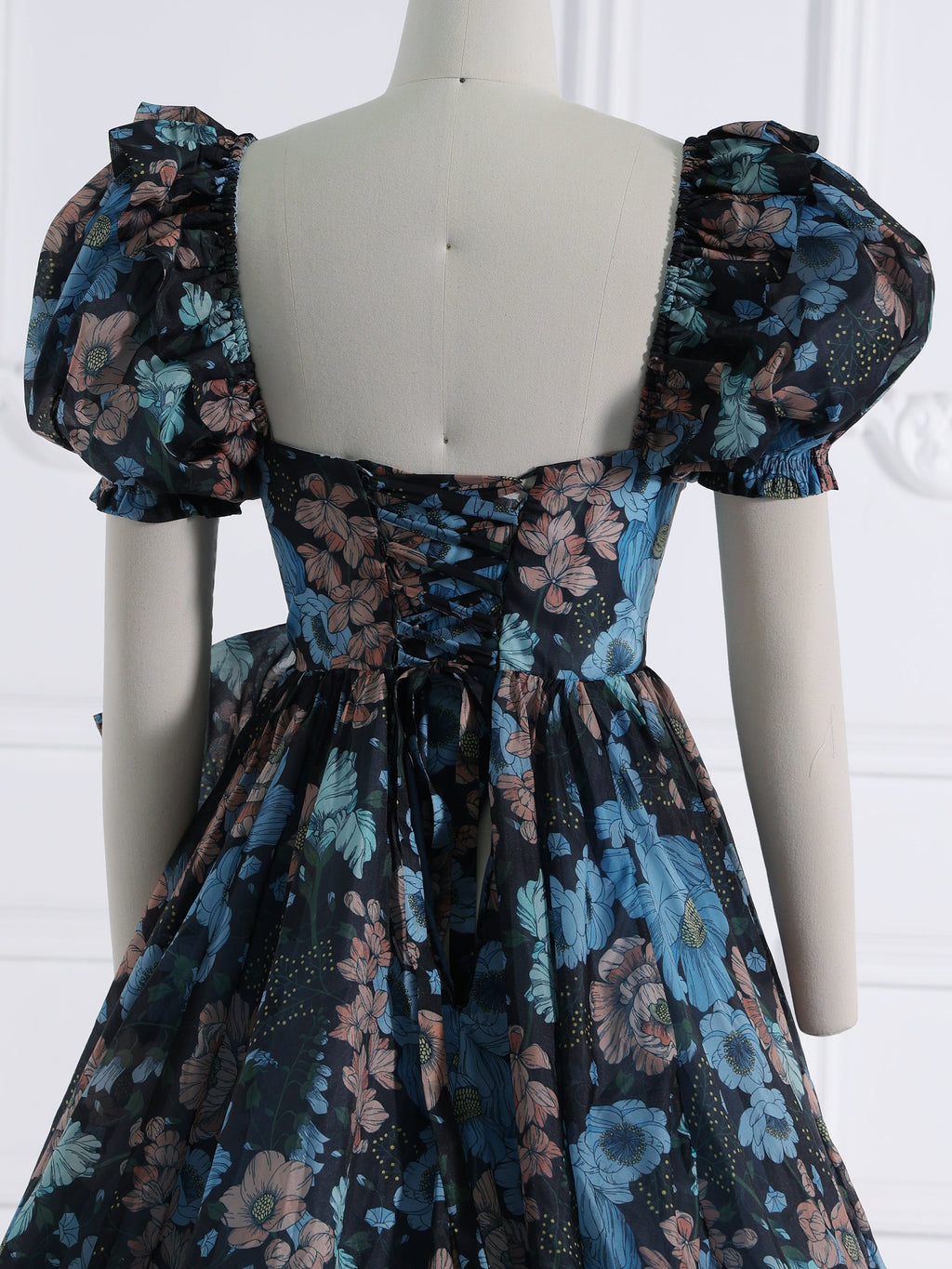 Silk Soft Organza Print Floral Prom Dress Long Train Fancy Photo Shoots Gown Maxi Dress YW231144