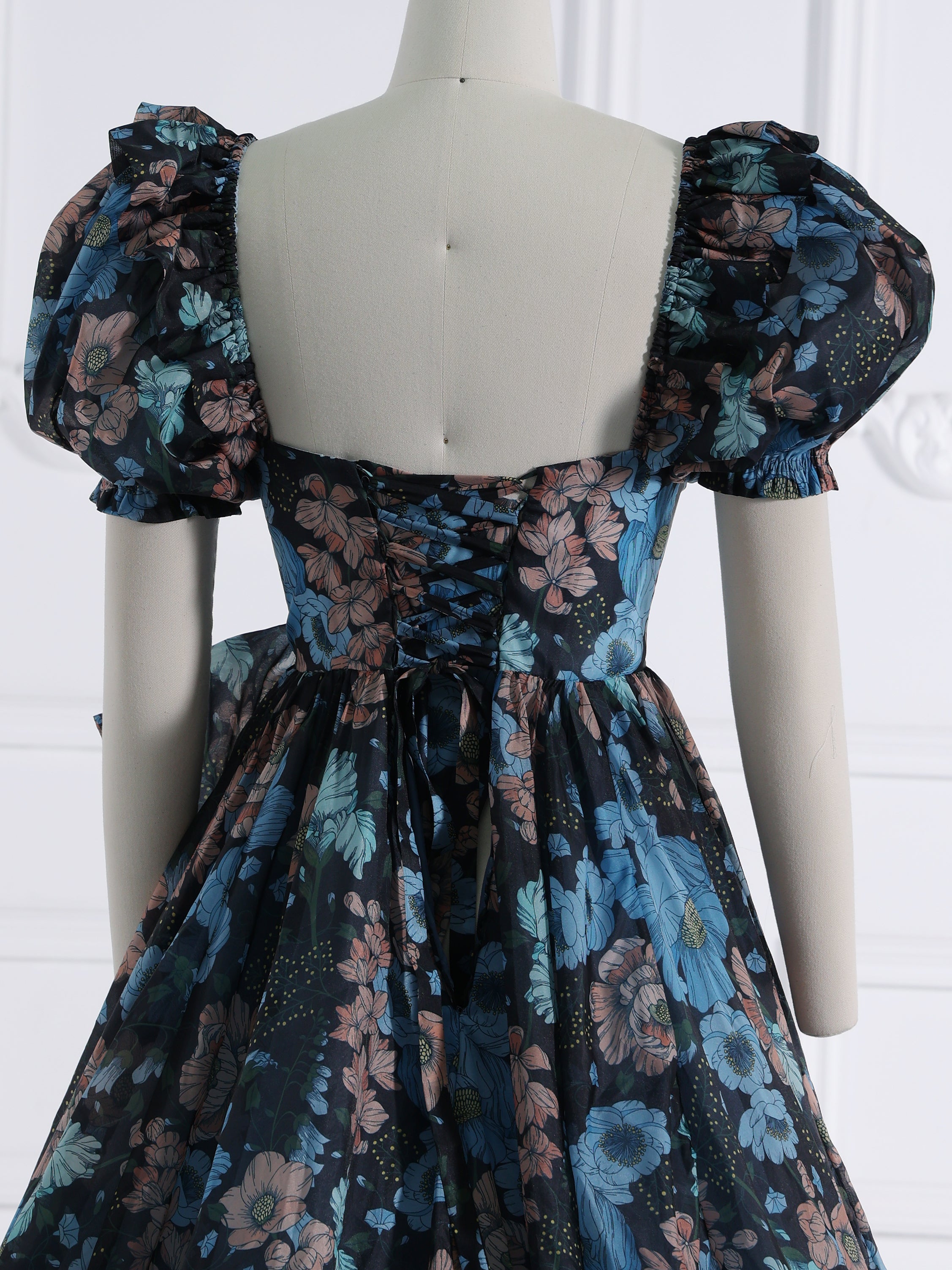 Silk Soft Organza Print Floral Prom Dress Long Train Fancy Photo Shoots Gown Maxi Dress YW231144