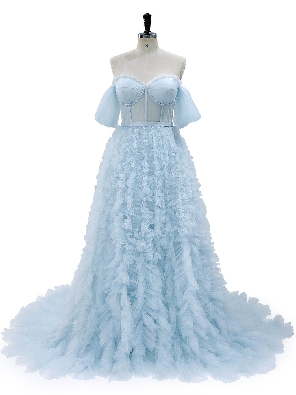 Elegant Corset Top with Ruffles Prom Dress Photo Shoot Photography Gown YW231159