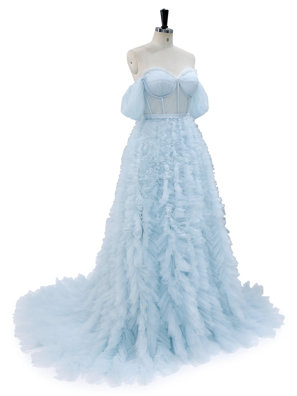 Elegant Corset Top with Ruffles Prom Dress Photo Shoot Photography Gown YW231159