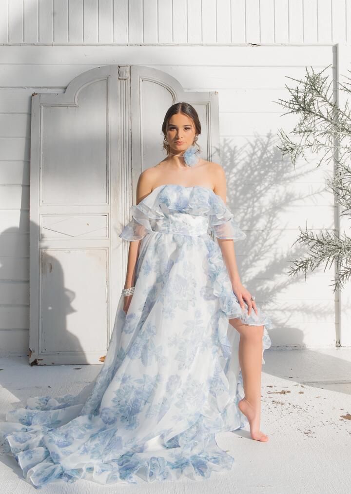 High Side Leg Split Ruffles Formal Gown Woman Party Dress Photography Photo Shoot Dress Props Lace up Back YW231044