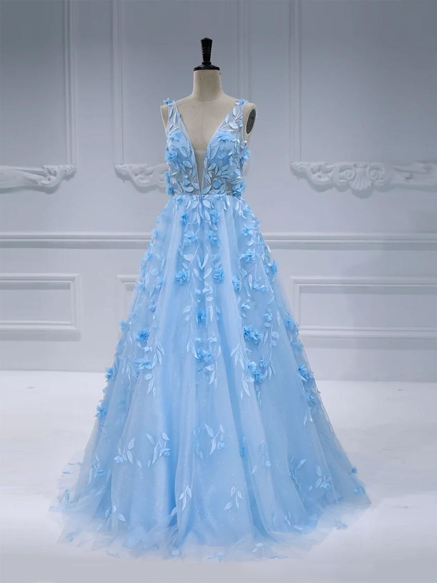 Elegant Glitter Mesh with Appliques Floral Colored Wedding Dresses #17303