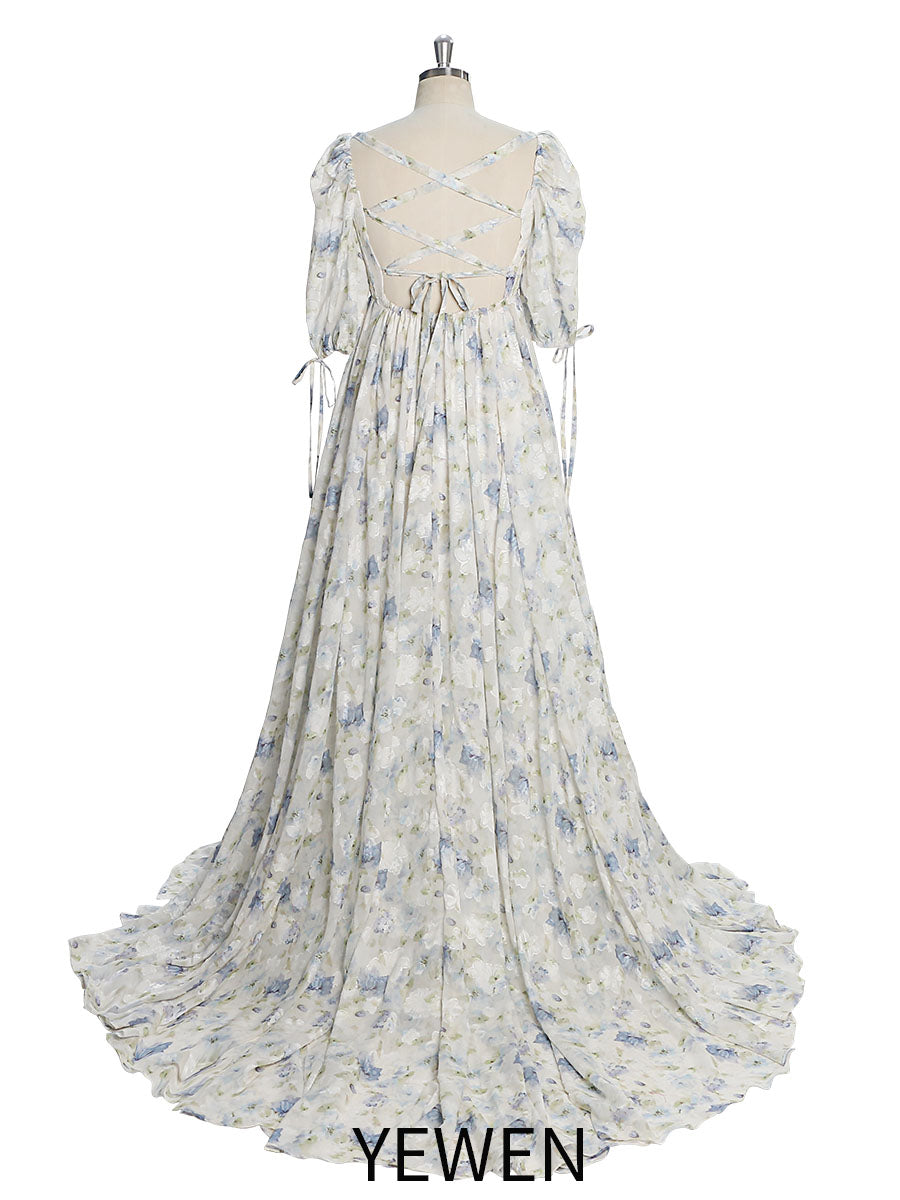 Charming Chiffon Dress In Floral Print / Dress for The Wedding In The Hawaiian Style / Dress for A Beach Party/ Floral Dress for Event Party YW231031