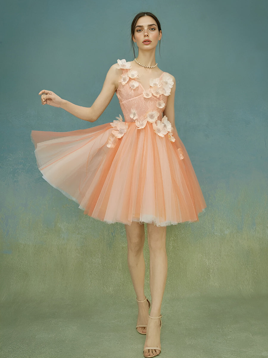 Elegant Tulle Mini Length Birthday Dress With 3d Floral Cocktail Dresses Cocktail Party