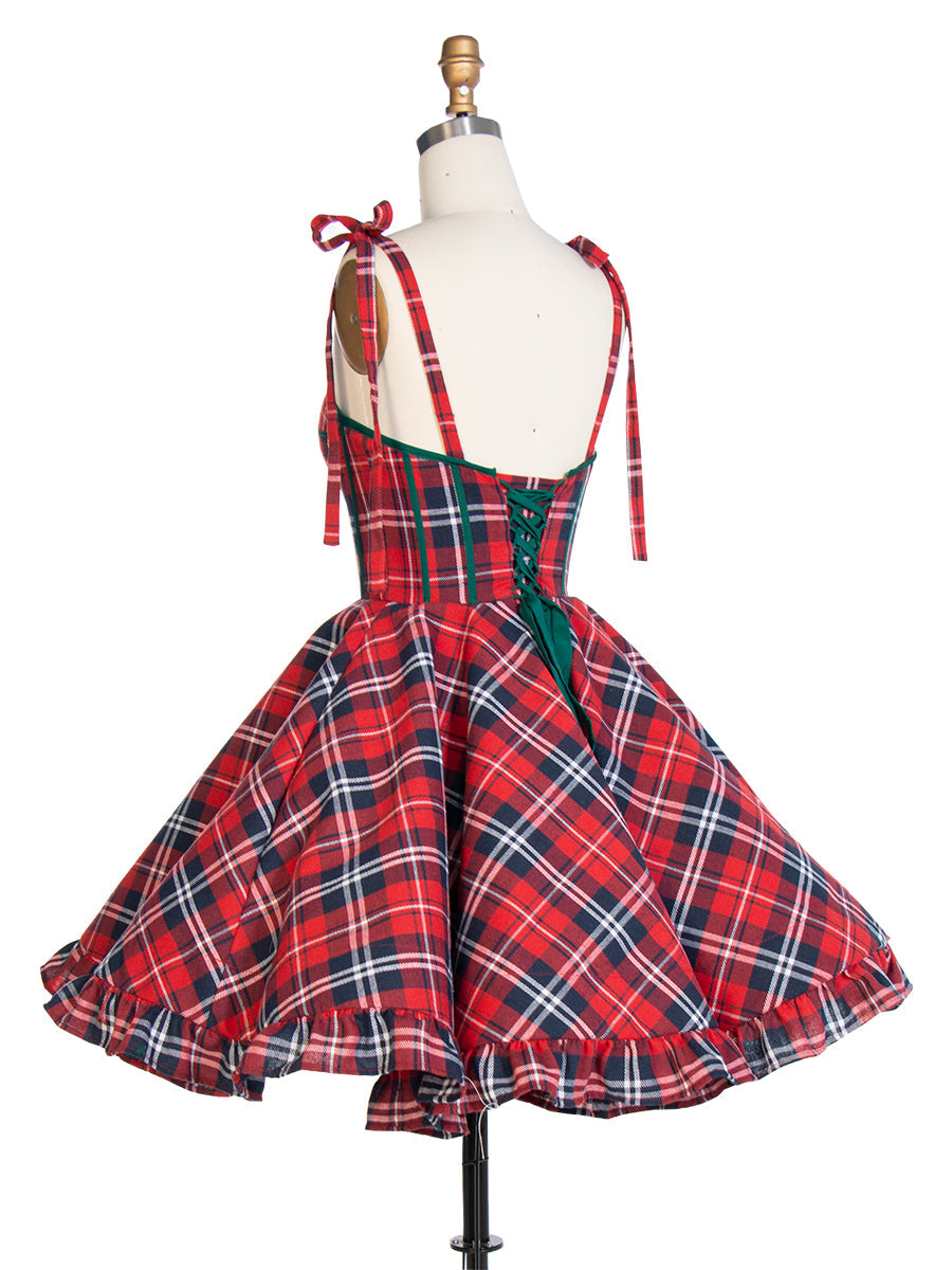 Vintage Christmas Plaid Dress A-Line Party Tartan Dresses YW243106
