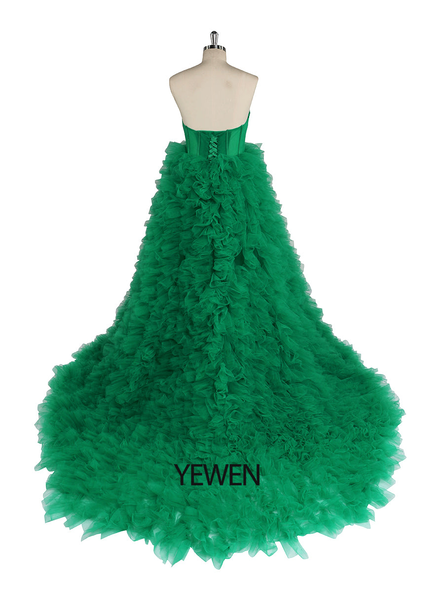 Elegant Blush Ruffles Tulle Colored Wedding Dress Photography Gown Photo Shoot Dress YEWEN YW220924