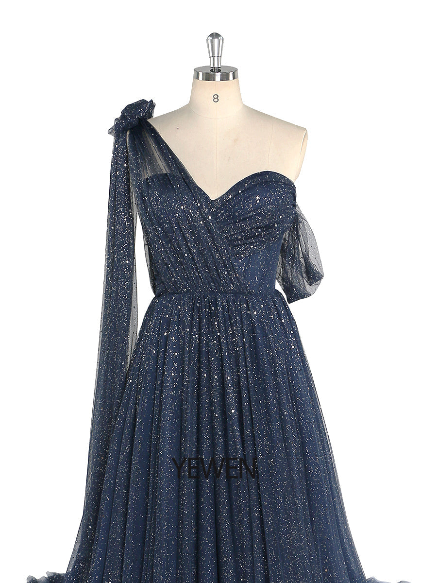 Sparkle Tulle Dress Starry Photography Gown Fashion Glitter Mesh Designer Prom Dress Long YEWEN YW010