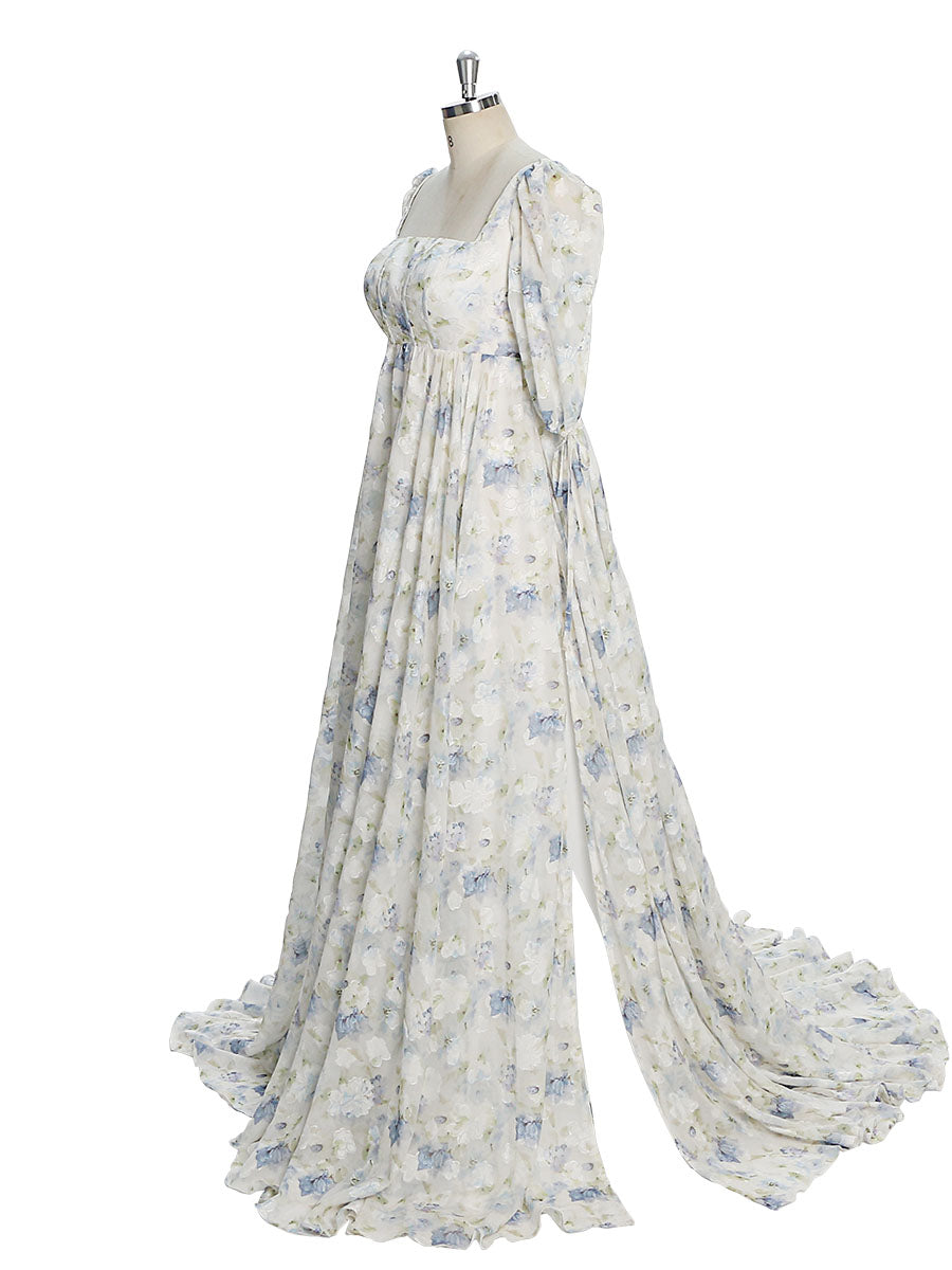 Charming Chiffon Dress In Floral Print / Dress for The Wedding In The Hawaiian Style / Dress for A Beach Party/ Floral Dress for Event Party YW231031