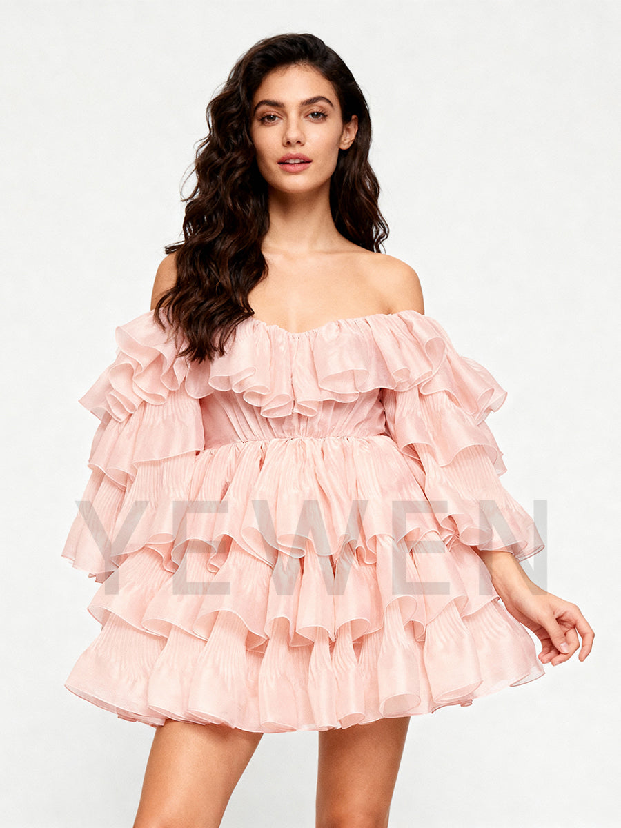 Princess Party Dress Mini Dress Layer Ruffles Prom Dress