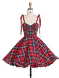 Vintage Christmas Plaid Dress A-Line Party Tartan Dresses YW243106