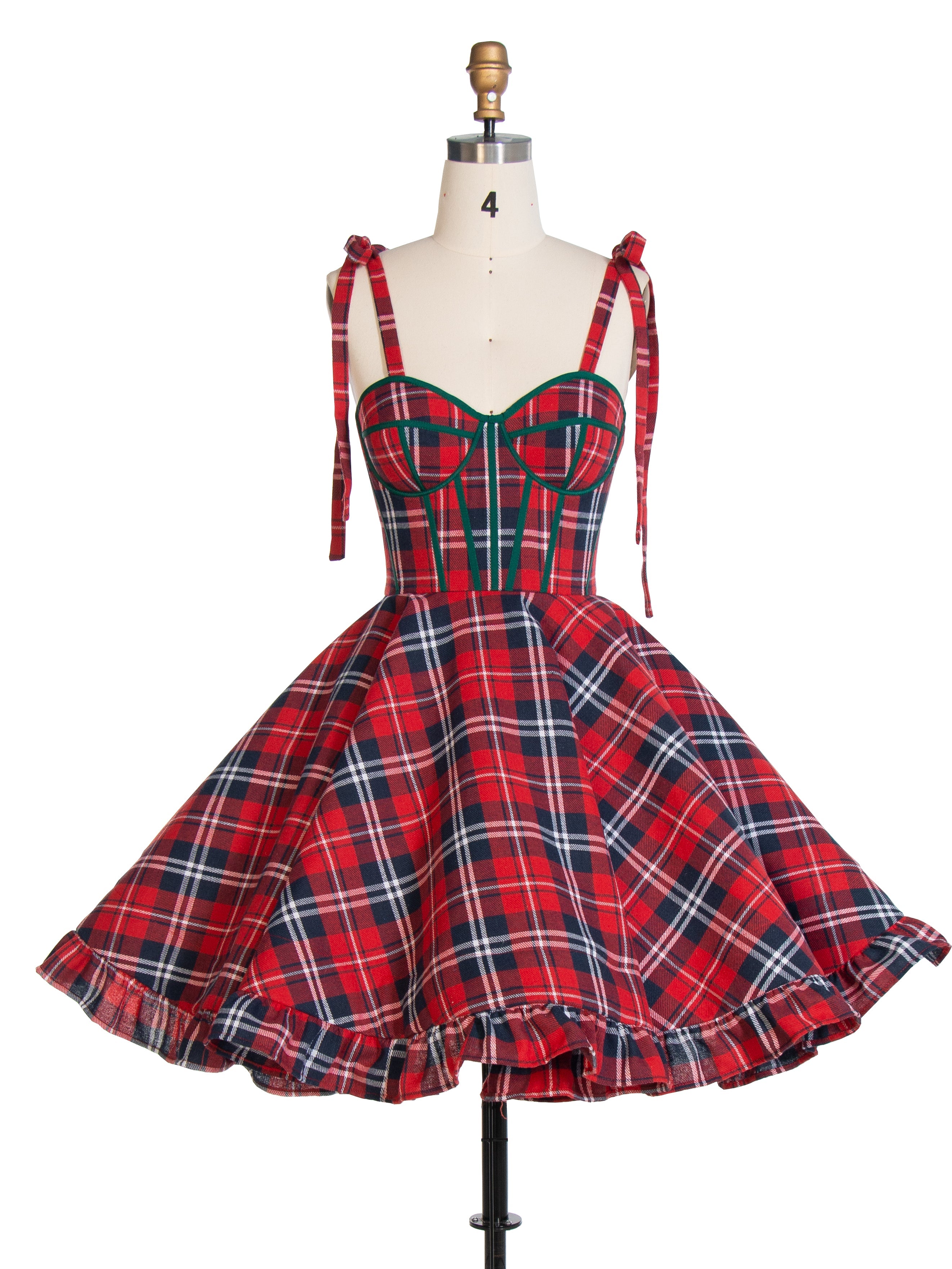 Vintage Christmas Plaid Dress A-Line Party Tartan Dresses YW243106