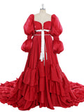 60cm Train Red Christmas Holiday Season Gown for Photo Shoot Elegant Prom Dress Photography Dress YW231116