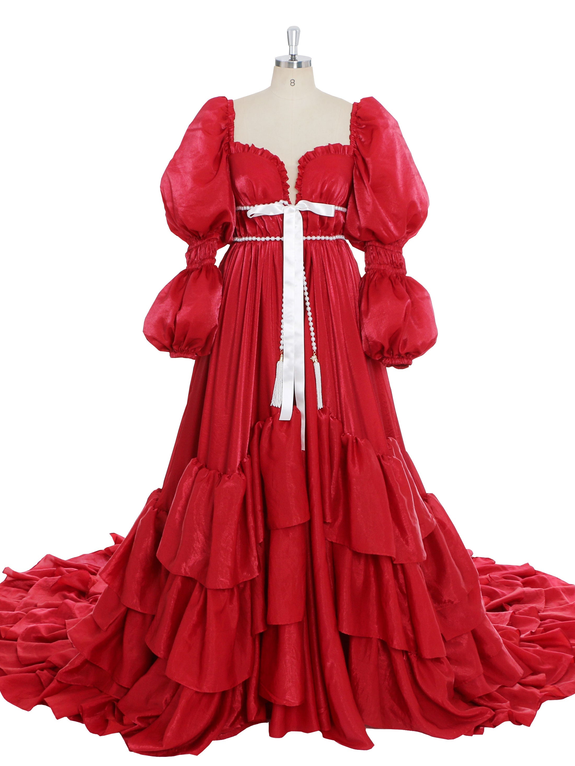 60cm Train Red Christmas Holiday Season Gown for Photo Shoot Elegant Prom Dress Photography Dress YW231116