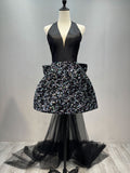 Gorgeous V Neck Short Black Prom Dress Girls Party Dresses YE3027