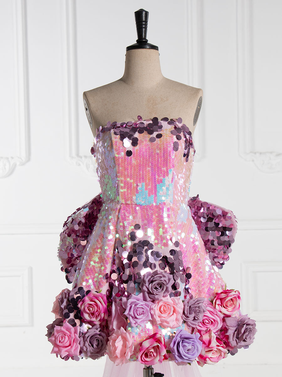 High Low Strapless Luxury Midi Prom Dress Short Prom Party Gowns YE2522